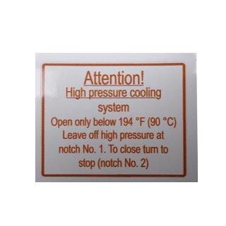 Aufkleber Attention High pressure cooling system