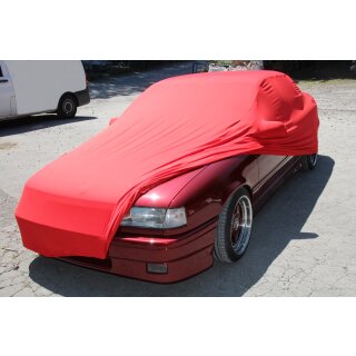 Red AD-Cover ® Stretch with mirror pockets for Opel Vectra A Sedan