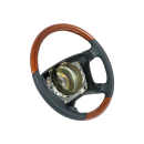 Leather / Zebrano wooden steering wheel with 21mm toothed...