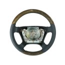 Leather / Zebrano wooden steering wheel with 21mm toothed rim for Mercedes R107 W123 W126 W124 W201 G-Mod.