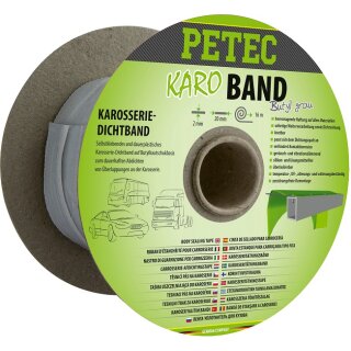 Karo - Band, Karosseriedichtband, Buthyl, flach, grau, 20 mm x 2 mm x 16 m