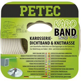 Karo - Band, Karosseriedichtband, Buthyl, flach, weiss, 20 mm x 2 mm x 3 m