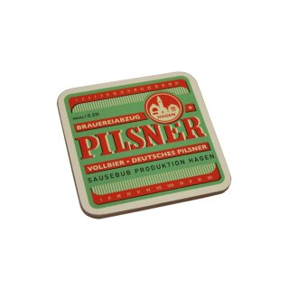 10 x Sausebub Retro Getränkeuntersetzer im Pilsner Design