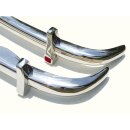 Stainless steel bumpers with license plate light recesses for Mercedes Ponton
