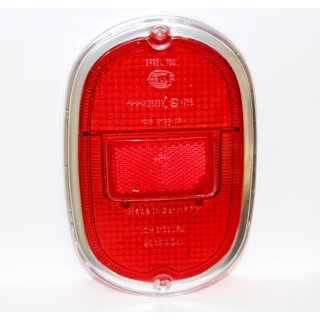 Glass for rear taillight red, with retro-reflector, chrome rim passgenau for VW bus / VW 181