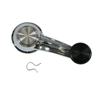 Chrome window crank with black knob for Chevrolet vehicles from 1958-1990