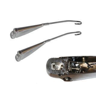 2 chrome wiper arms with jaws screw fastening VW Beetle 68 - 69