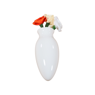 Porcelain car flower vase with metal holder & bouquet