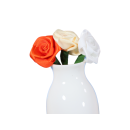 Porcelain car flower vase with metal holder & bouquet