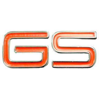 Schriftzug "GS" verchromt schwarz/rot ausgelegt für Kofferraum Opel Oldtimer Commodore