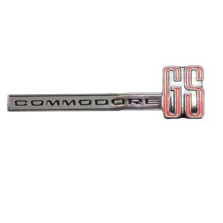 Schriftzug "Commodore GS" verchromt schwarz/rot ausgelegt für Kotflügel Opel Oldtimer Commodore A
