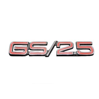 Schriftzug "GS/2,5" verchromt schwarz/rot ausgelegt für Kofferraum Opel Oldtimer Commodore B