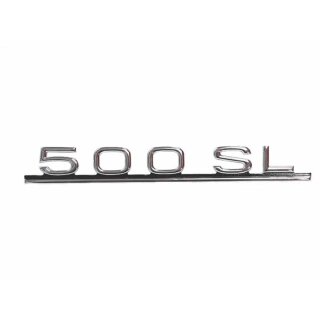 Chrom Emblem / Schriftzug 500SL für Mercedes R107 - Unterstrich schwarz
