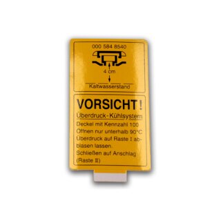 DECAL / LABEL - "VORSICHT" FOR 230SL & EARLY  250SL COOLANT TANK