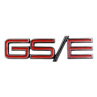 Schriftzug Emblem "GS/E" verchromt schwarz/rot für Kofferraumklappe Opel Commodore B